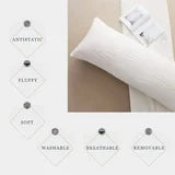 Body Pillow for Adults for Bed with Cover Body Pillow Case Large Firm Cooling Microfiber Insert- White 20 x 54 inch