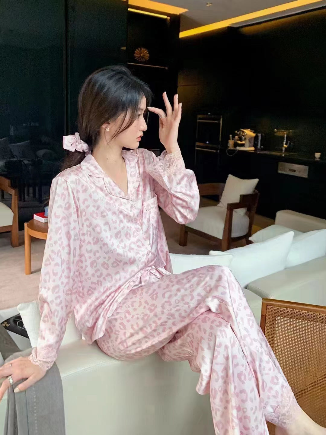 Serenedelicacy Women's Satin Pajama Set 2-Piece Sleepwear