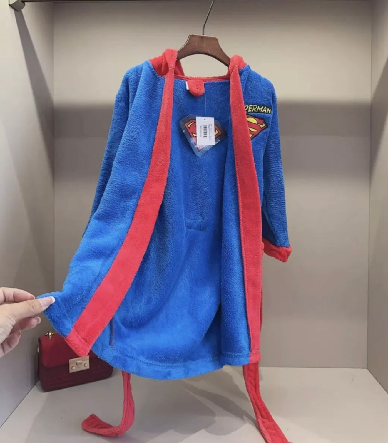 Boys Fleece Robe, Hooded Plush Soft Fuzzy Bathrobe for Kids 3-7years