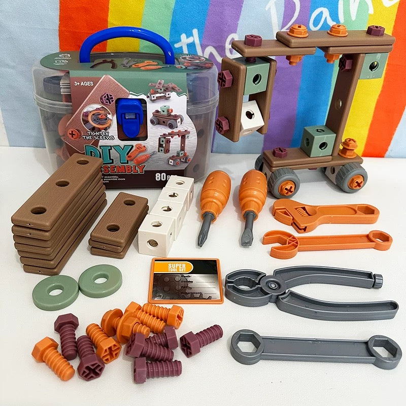 Kid's screwdriver toy for children, DIY plug-in electric screwing disassembly assembly tool kit
