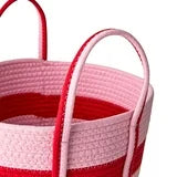 Valentine's Day Red, Pink & White Stripes Cotton Rope Storage Basket with Handle, by Way To Celebrate